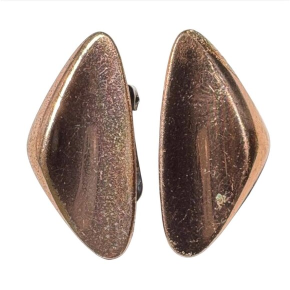 Vintage Renoir Copper Clip On Earrings Modernist 1960s - Picture 1 of 4